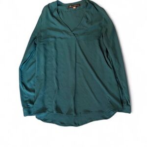 Rose & Olive Teal V-Neck Long Sleeve Blouse
